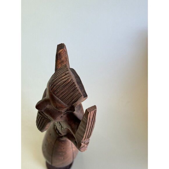 African Tribal Hand Carved Male Elder Winged Shoulder Ebony Wood Figurine Kenya - Picture 9 of 10
